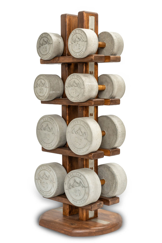 Wood Dumbbell Tree - Vertical Concrete, Holding Arms